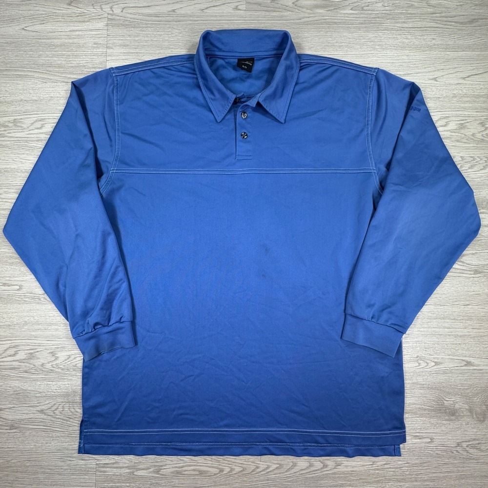 Dunning Men's Polo Shirt Long Sleeve Blue XL Wicking Performance Golf Top
